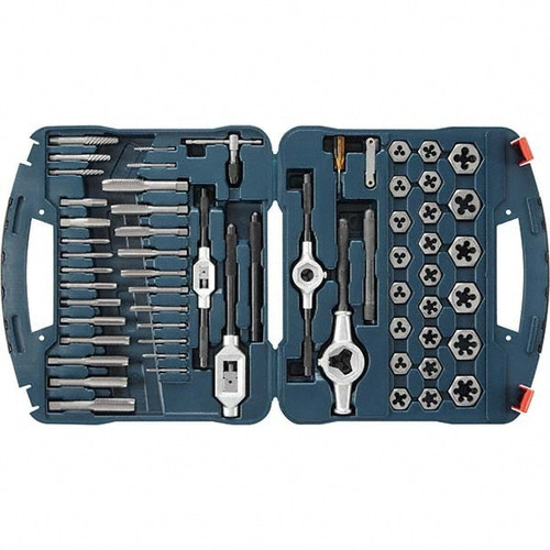 Bosch Tap & Die Set: 6-32 to 1/4-18 Taps, 6-32 to 3/4-16 Dies, Metric Carbon Steel, 1 Bosch Tap & Die Set: 6-32 to 1/4-18 Taps, 6-32 to 3/4-16 Dies, Metric Carbon Steel, 1