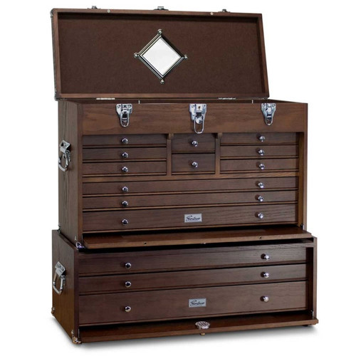 Gerstner International Dark Oak 2-Piece Vertical Tool Chest Set