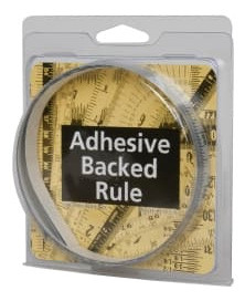 Mylar Adhesive Backed Rule, Vertical, Bottom to Top, 1/16" Grad., 1 ft. Length, 1-1/4" Width, Silver - 32-755-1