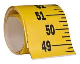 Mylar Adhesive Backed Rule, Vertical, Bottom to Top, 1/4" Grad., 8 ft. Length, 3" Width, Yellow - 32-793-2