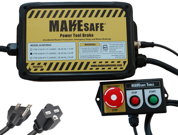 MAKESafe Power Tool Brake Emergency Stop System, 3 HP, 240V 1-Phase - PTB-V240-P1-MS-FS