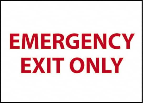 AccuformNMC Emergency Exit Only, Pressure Sensitive Vinyl Exit Sign 14" Wide x 10" High M34PB - 86529328