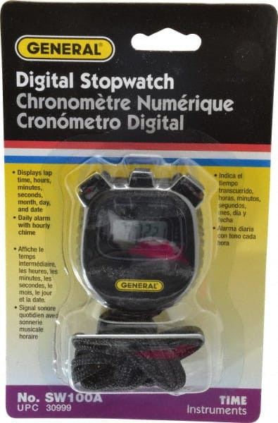 General Small Display Stop Watch Lithium Battery, Black SW100A - 86403243