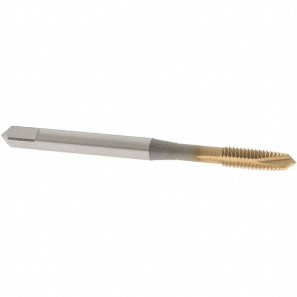 OSG Spiral Point Tap: M4x0.70 Metric Coarse, 3 Flutes, Plug, 6H Class of Fit, Vanadium High Speed Steel, TiN Coated 20 mm Thread Length, Right Hand, D4, Series 11115 1111500305 - 79330411