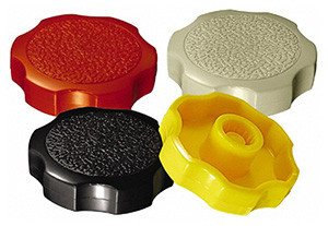 Press Fit Thumb Screw Knobs, Yellow Rosette Knobs 1000 Piece Set, 5/16" Screw Size, 1-1/2" Head Dia - 99-408-7