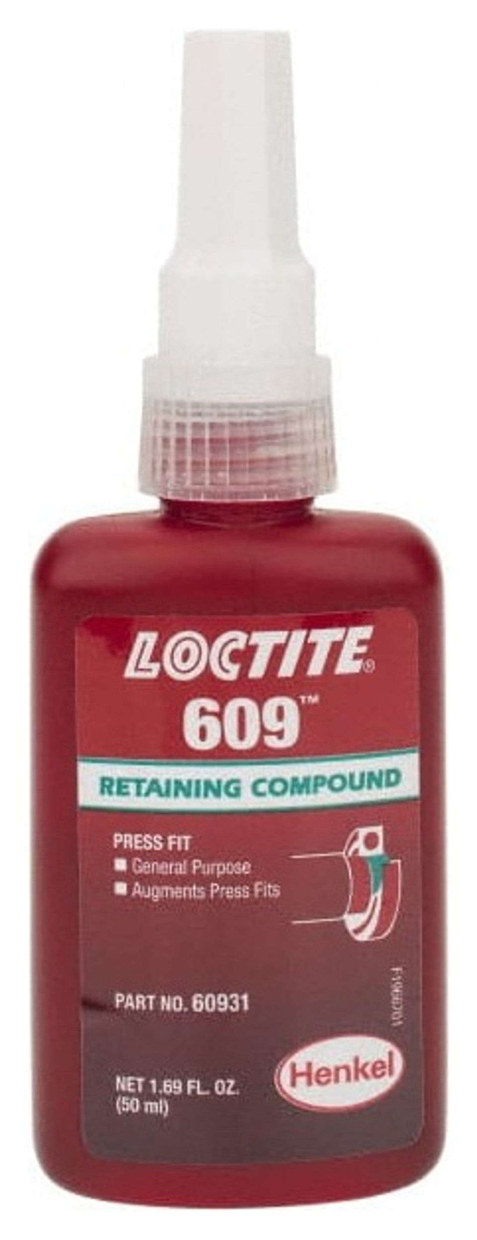 Loctite Medium Strength Liquid Retaining Compound 609, 50 mL 62819