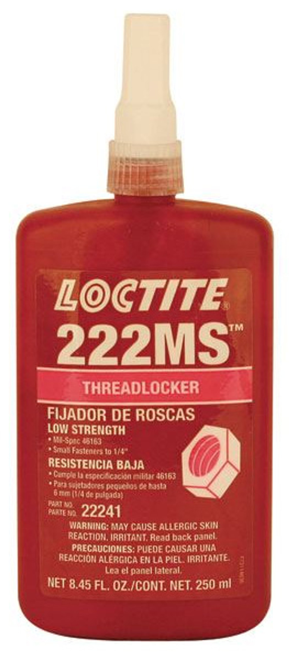 LOCTITE 222MS Threadlocker, Low Strength Model 22241, 250 ml. Tube