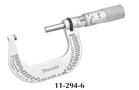 Starrett Carbide Face Friction Thimble Outside Micrometer T2XFL 11