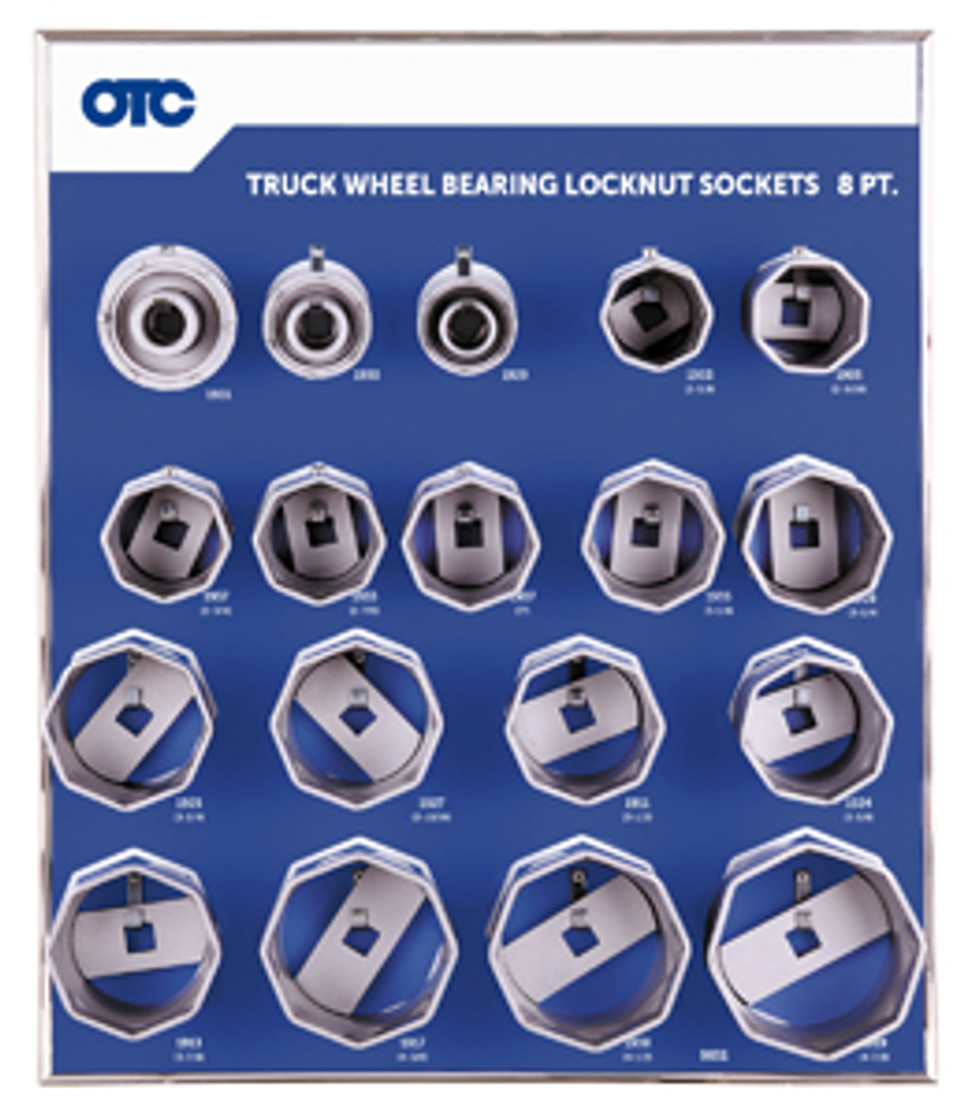 OTC 18 Piece 8 Point Wheel Bearing Locknut Socket with Tool Board