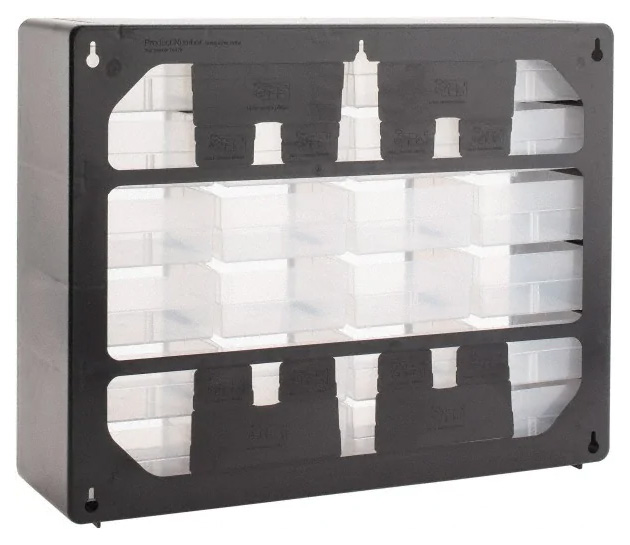 Akro-Mils Plastic 44-Drawer Stackable Cabinet, 20 x 6 3/8 x 15 13/16,  Gray