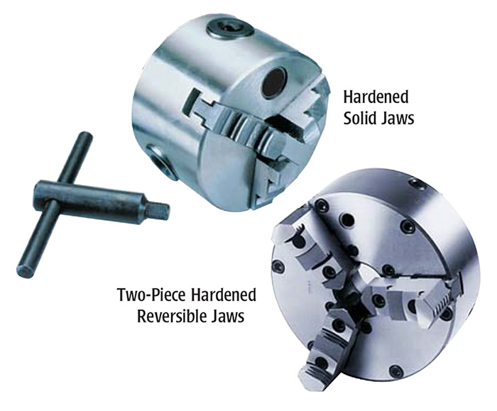 Interstate 3-Jaw Plain Back Self-Centering Lathe Chuck, Two-Piece