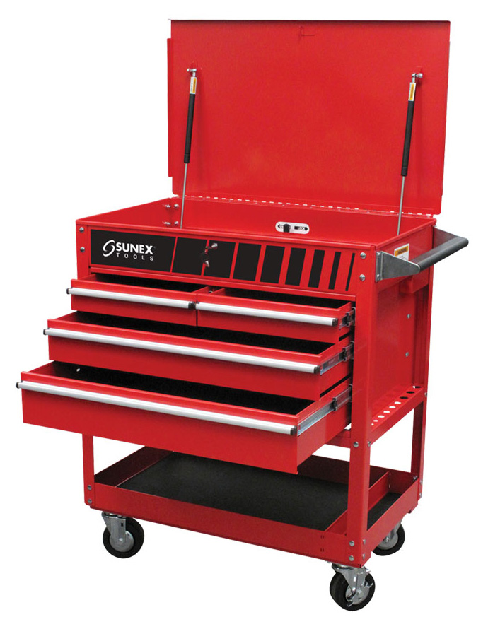 【りょうちゃん】フラット4点セット【オスカー レッド】 SUNEX 4 Drawer Service Cart with Locking Top, Red - 8054| Penn
