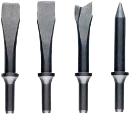 4-Piece Air Chisel Set - Fits All 401 Shank Air Hammers, Metalworking & Automotive Tool Kit