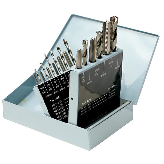 Precise Tap & Drill Set H.S.S. In Huot Metal Index Case, Metric 18