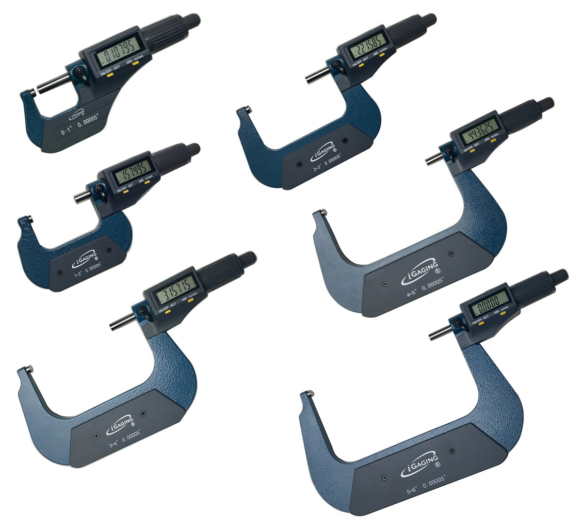 iGaging 5 Piece IP40 Digital Micrometer Set 0-6