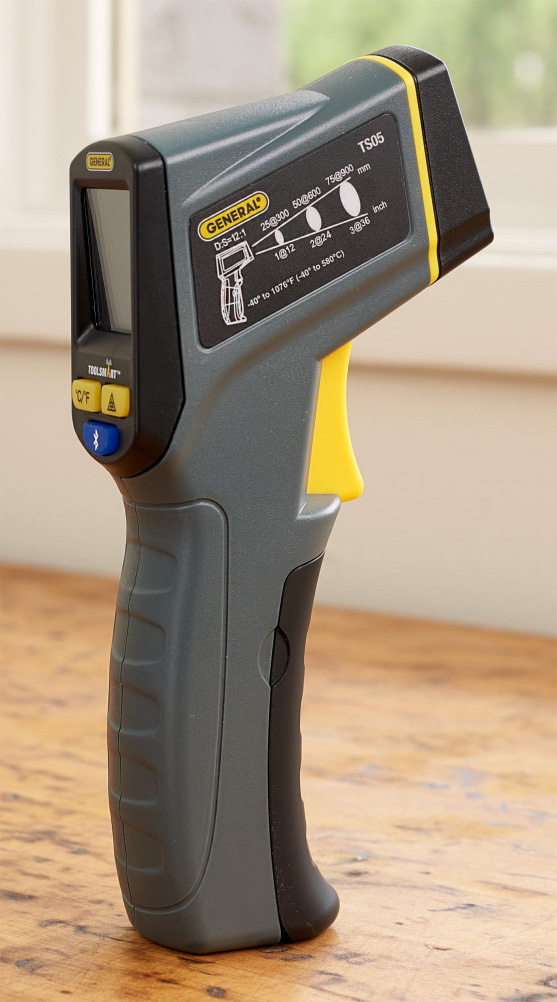 General Tools TS05 ToolSmart BlueTooth Connected Laser Temperature Gun,  Thermal Detector, Digital Infrared Thermometer