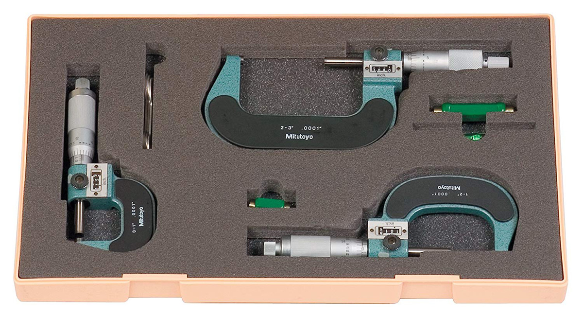 Mitutoyo Digit Outside Micrometer 3 pc. Set 193-923, 0-3