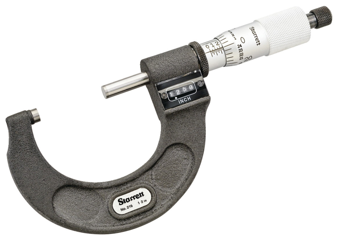Starrett Mechanical Digit Micrometer T216XRL-2, 1-2