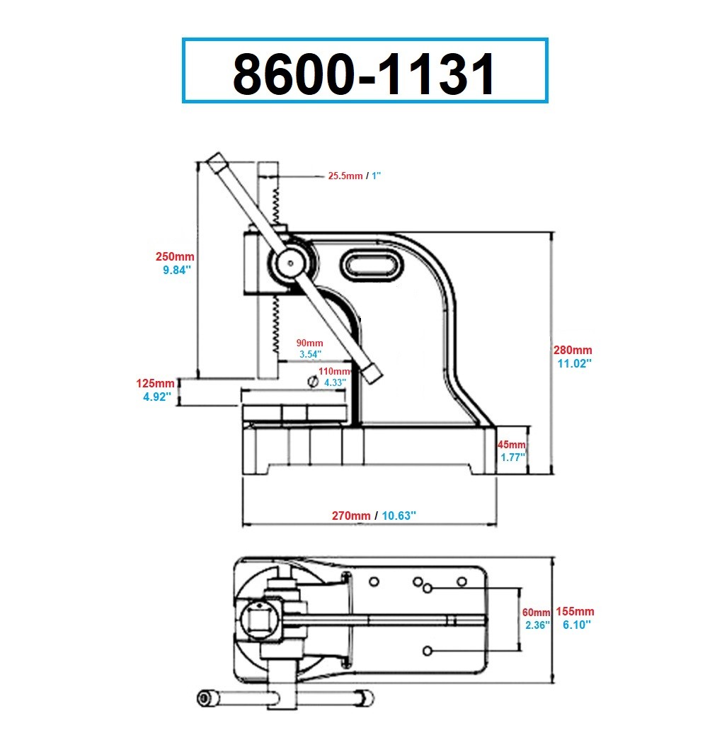 Precise 1 Ton Pro-Series Arbor Press - 8600-1131| Penn Tool Co., Inc