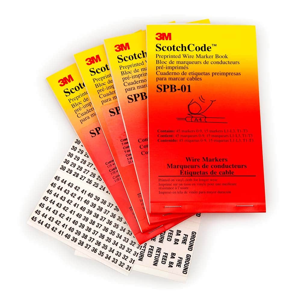 3M 426 Label, 1.37 Inch Long x 0.22 Inch Wide x 1/4mm Thick, Alphanumeric, Electrical Vinyl Film Book Black Legend, White Background, 39.2 to 100.4°F, ...