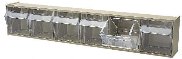 Quantum Storage Systems 6 Compartment Ivory Small Parts Tip Out Stacking Bin  Organizer 23-5/8 Wide x 4-1/2 High x 3-5/8 Deep, Polystyrene Frame,  3-1/2 Bin Width x 3-3/4 Bin Height x 2-5/8