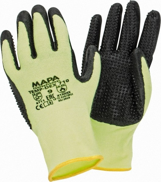 MAPA Professional Size L (9) Thermal Acrylic Lined Nitrile Heat Resistant  Glove 250°F Max, Knit Wrist, 9-3/4" OAL, Black/Yellow, Paired 710129 -  70202304 - Penn Tool Co., Inc