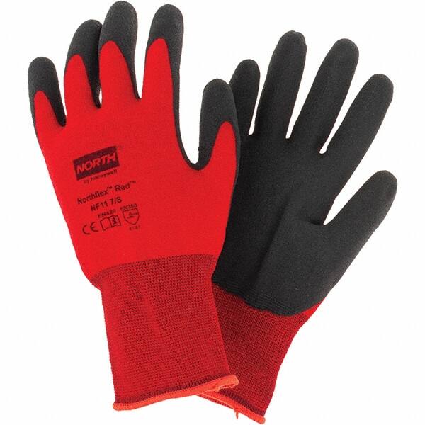 Honeywell North Size S Work Gloves Palm & Fingers Coated, Red/Black NF11/7S  - 79195830