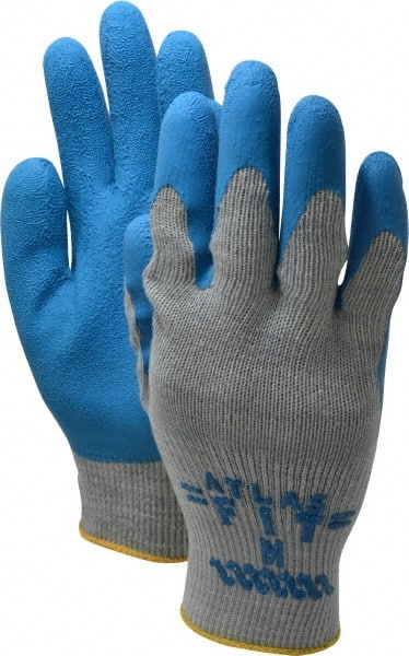 Showa Atlas Work Gloves: Medium, Latex-Coated POLYESTER, General Purpose - Black & Yellow, Stainless Steel Lined, Rough Grip, High Visibility FDA 300M-08