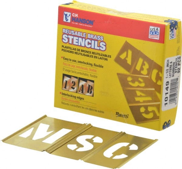 C.H. Hanson 92 Piece, 1-1/2 Inch Character Size, Brass Stencil C.H. Hanson 92 Piece, 1-1/2 Inch Character Size, Brass Stencil