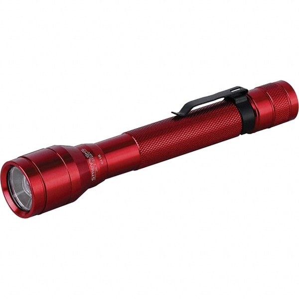 red streamlight flashlight Streamlight Aluminum Industrial/Tactical Flashlight 250 Lumens, 360 min  Runtime, White LED Bulb, Red Body, 2 Alkaline Batteries Included 71703