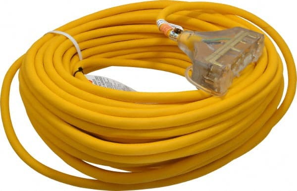 Southwire 100 ft., 12/3 Gauge/Conductors, Yellow Outdoor Extension Cord 1  Receptacle, 15 Amps, 125 VAC, UL SJEOOW, NEMA 5-15P, 5-15R x 3 3489SW0002 -  54097837 - Penn Tool Co., Inc