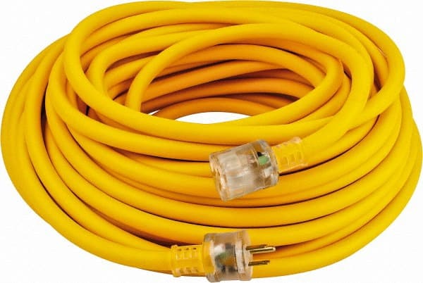 Southwire 100 ft., 12/3 Gauge/Conductors, Yellow Outdoor Extension Cord 1  Receptacle, 15 Amps, 125 VAC, UL SEOOW, NEMA 5-15P, 5-15R 1769SW0002 -  54094347 - Penn Tool Co., Inc