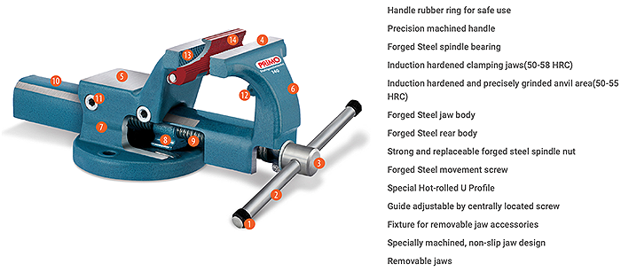 thumbnail image 2 of PRIMO 4-Inch Pipe And Bench Vise - 360?? Swivel Base Drop-Forged Workshop Tool 2 of 9