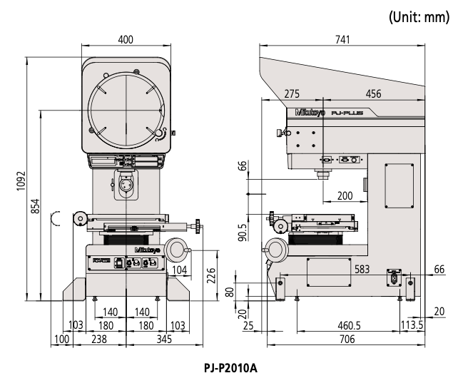 Mitutoyo Profile Projector, Measuring Range XY=200x100 mm