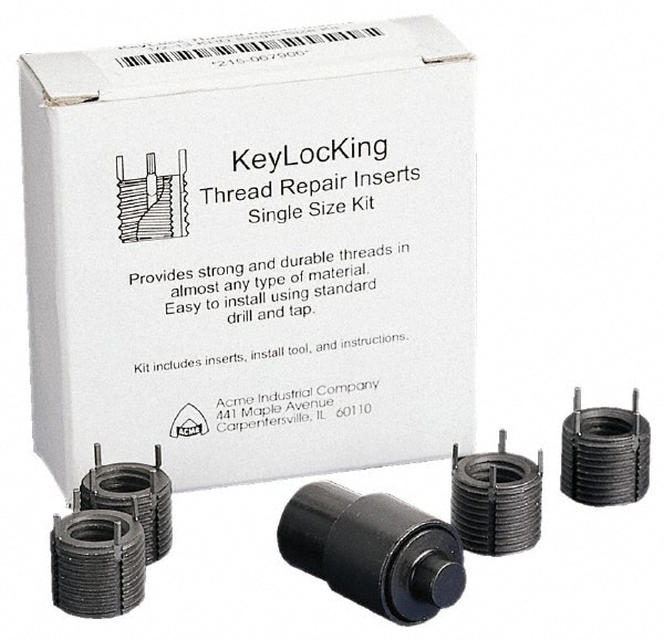Jergens Thread Repair Kit: Key-Locking 2 Pc, Carbon Steel Insert