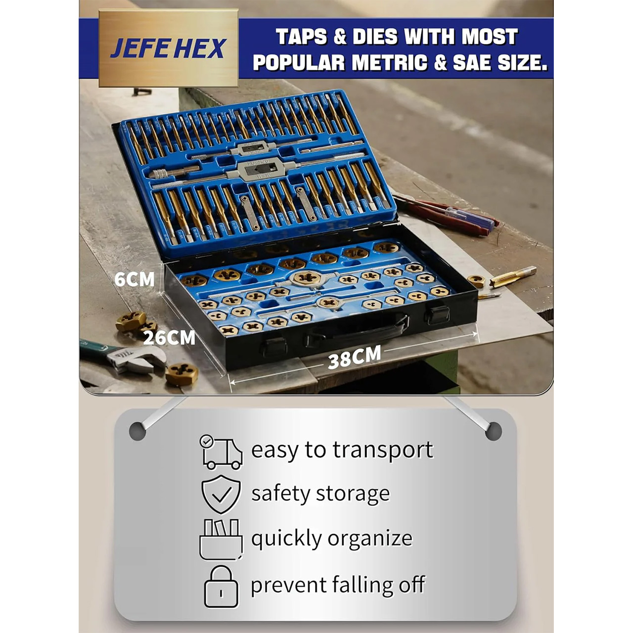 JEFE HEX Handree 86 Pcs Tap and Die Set - JH707086 | Penn Tool Co.