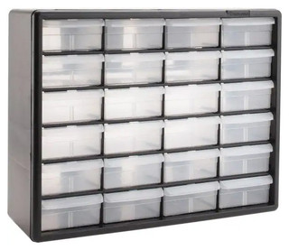Akro-Mils 16-Drawer Plastic Storage Cabinet, Black