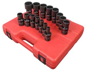 Sunex 15 Piece 1/2 Drive 12 Point SAE Universal Impacket Socket ...