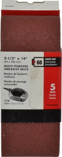 PORTER-CABLE 60 Grit Aluminum Oxide Sanding Belts – 2-1/2" X 14", 5-Pack, For Wood, Metal, Fiberglass & Plastic