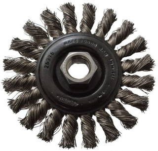 Osborn 4 OD, 5/8-11 Arbor Hole, Knotted Stainless Steel Wheel Brush 3/8  Face Width, 7/8 Trim Length, 0.014 Filament Diam, 20,000 RPM 0002671700 