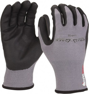 PRO-SAFE Size Large (9) Nitrile Coated Nylon/Nitrile Work Gloves Palm & Fingers Coated, Slip-On Cuff, Black, Paired MSCEIFNL - 50585728