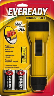 PRO-SAFE White LED Bulb, Spotlight/Lantern Flashlight - Black, Yellow Plastic Body, 4 D Batteries Not Included | Part #LED-LANT-HV