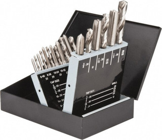Value Collection Tap & Drill Set: #6-40 to 1/2-20 Taps, 25/64 to 29/64 ...