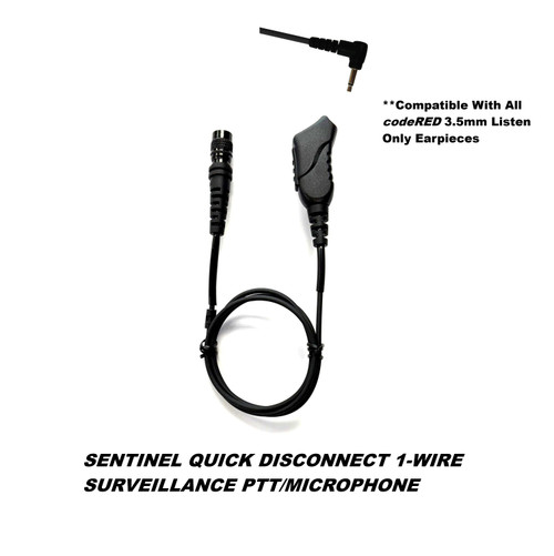 Sentinel Quick Disconnect 1-Wire PTT/Surveillance Mic