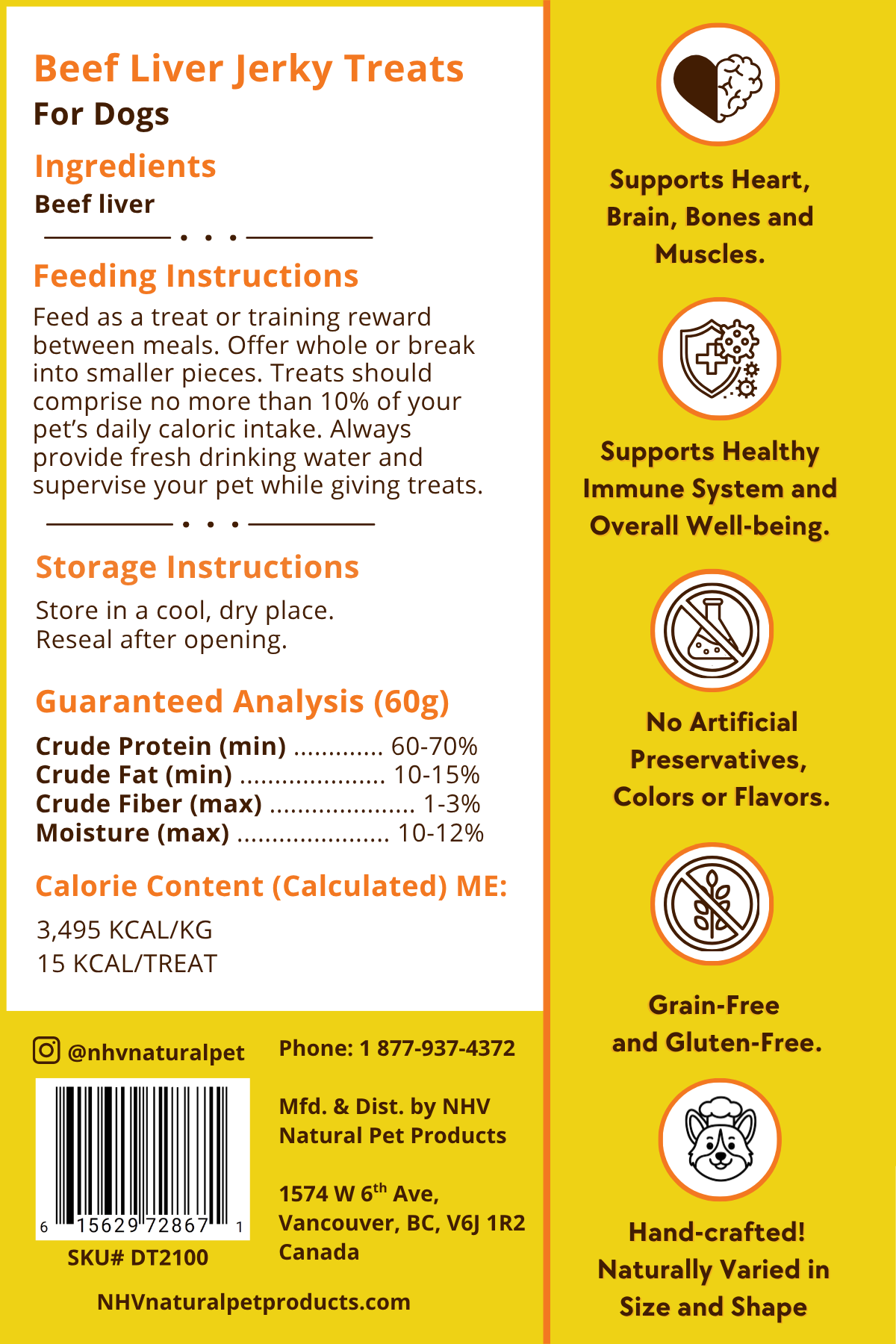Beef Liver Jerky Treats nutrition label