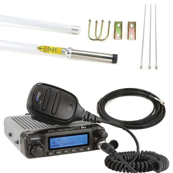 Can-Am Maverick X3 / X3 MAX Base Camp - Digital M1 Mobile Radio with Fiberglass Antenna Kit by Rugged Radios BASECAMP-PLUS-M1-EMX