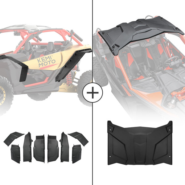 Can-Am Maverick X3 Extended Fender Flares & Hard Roof by Kemimoto