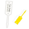 White and yellow self-locking arrow key tags in large jumbo size with write-on customer info