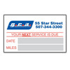 Custom oil change sticker with date and miles