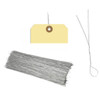Wholesale 12-inch wire shown in 1000-wire bundles. Wire can be bent through paper tag eyelet to label parts or other items.
